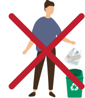 Graphic depiction of person recycling incorrectly