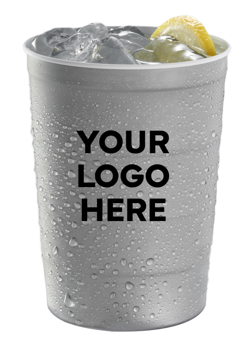 Image of a Steel Chill Cup with the text:Your Logo here printed onto the cup